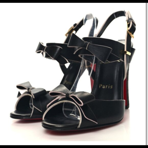 Christian Louboutin Nappa Bow Open Toe Heels - Picture 1 of 6